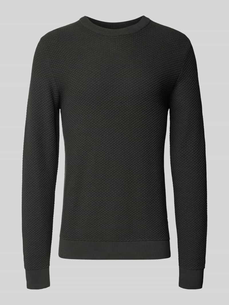 lindbergh Gebreide pullover met structuurmotief en ronde hals