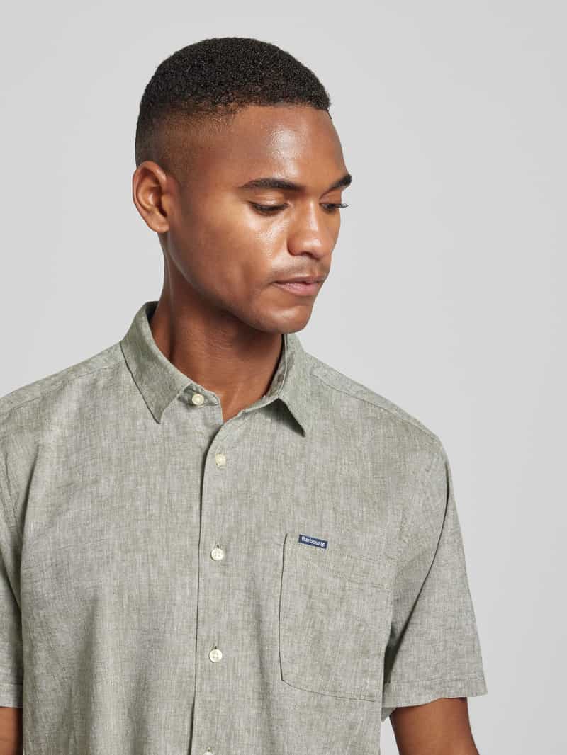 Barbour Regular fit linnen overhemd met borstzak model 'Nelson'