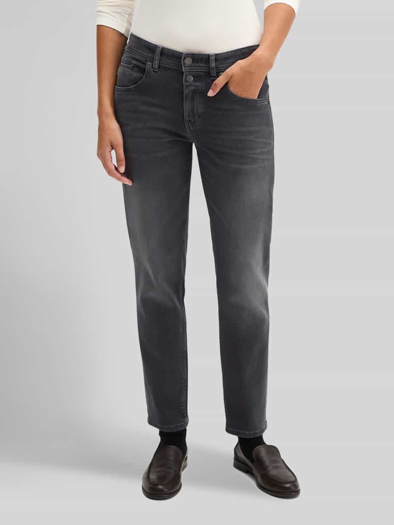 Marc O'Polo Mid waist straight fit jeans met knoopsluiting