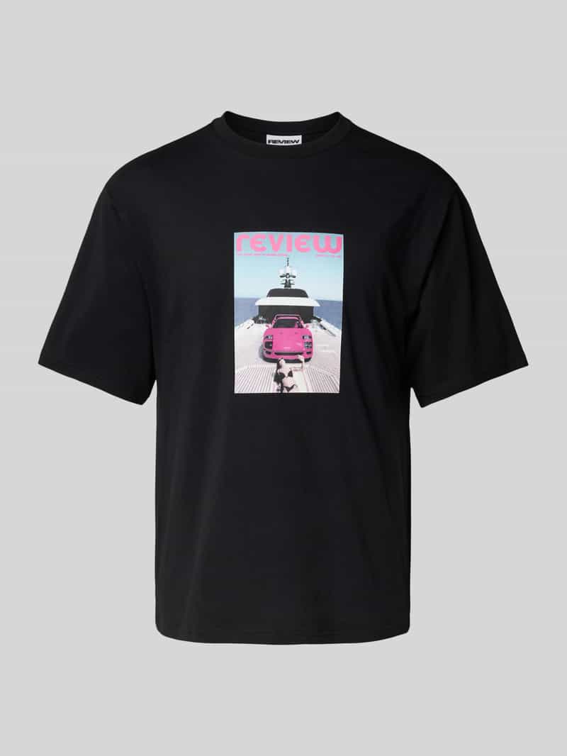 Lindbergh T-shirt met geribde ronde hals