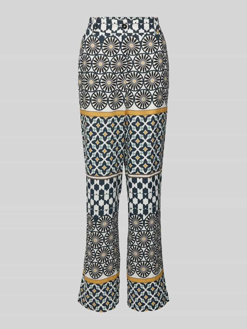 Marc O'Polo Loose fit linnen broek met all-over motief