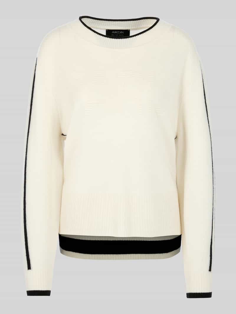 Marc Cain Pullover van mix van wol en alpaca met structuurlogo