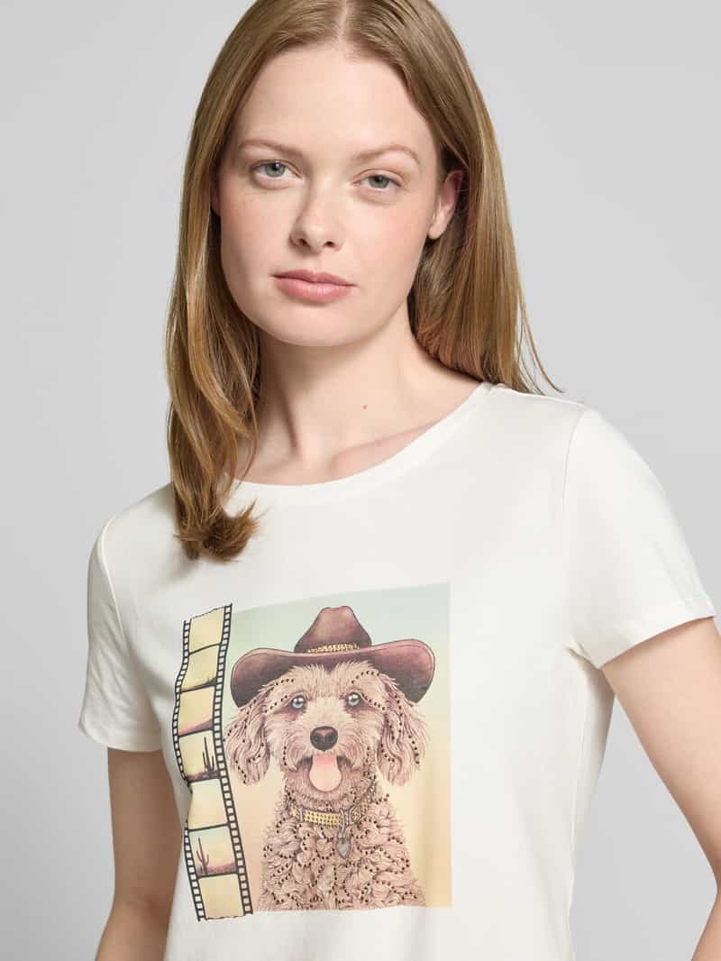 Zero T-shirt met strass-steentjes en ronde hals