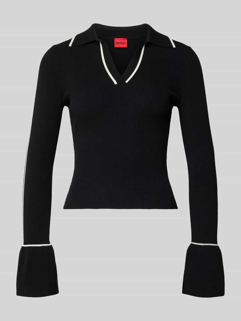 HUGO Slim fit gebreid shirt van viscosemix model 'SAMUR'