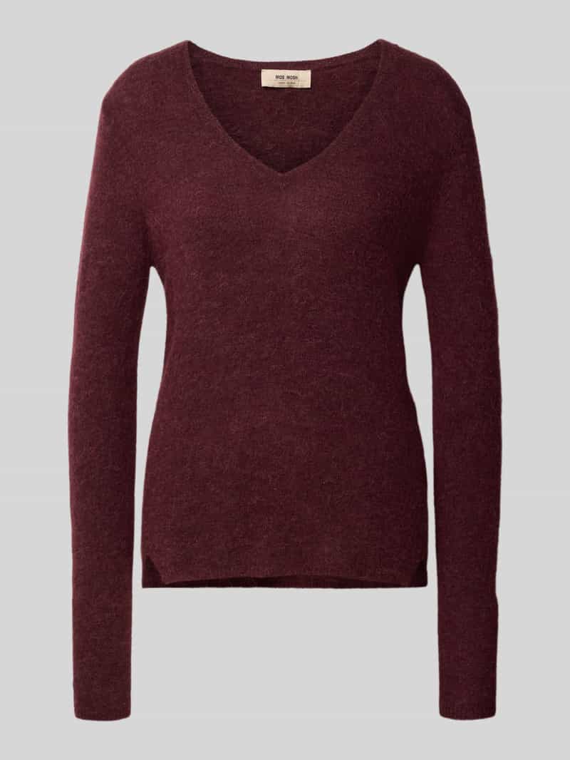 MOS MOSH Slim fit gebreide pullover van materiaalmix met wol