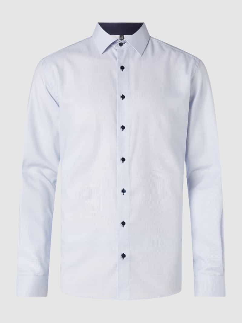 eterna Heren Overhemd Lichtblauw Oxford Navy Contrast Kent Modern Fit