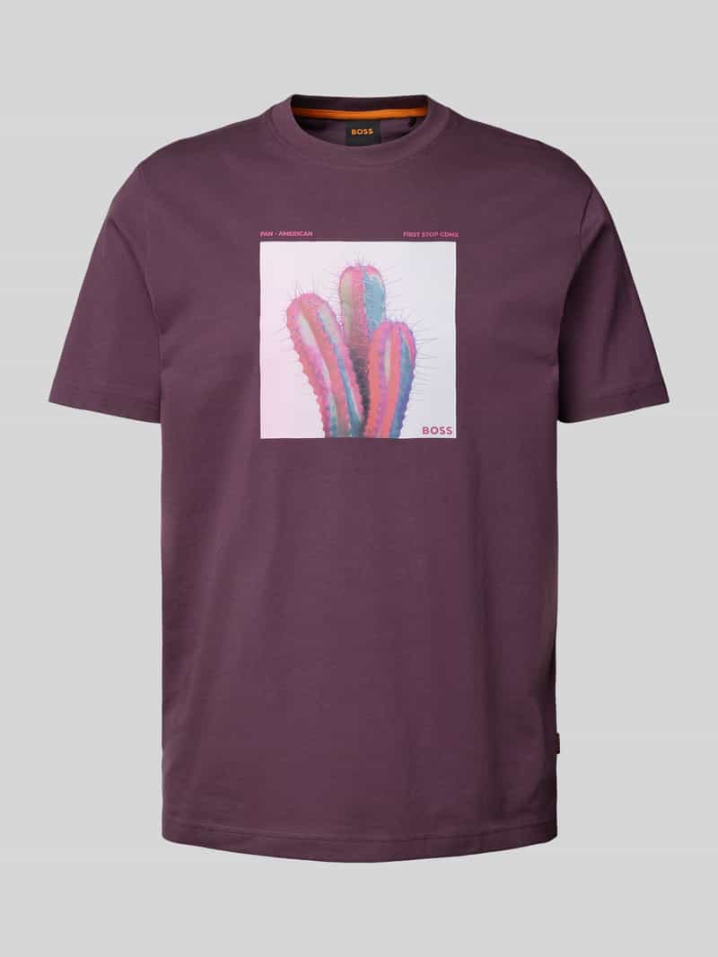 Boss Orange T-shirt met label- en motiefprint model 'mextour'