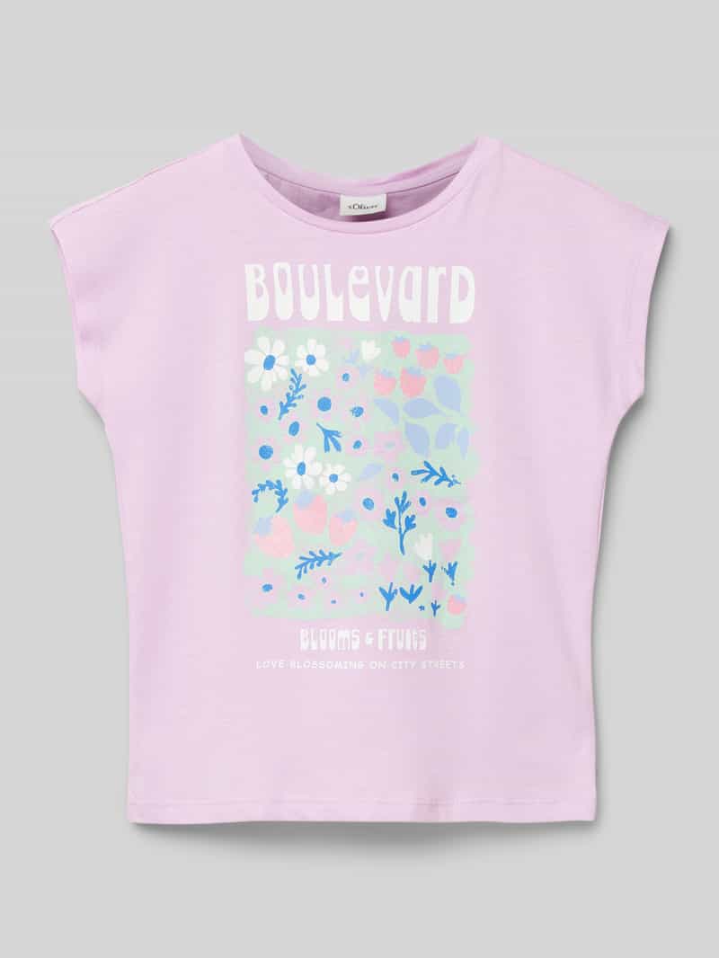 s.Oliver RED LABEL Regular fit T-shirt van puur katoen met glitterprint