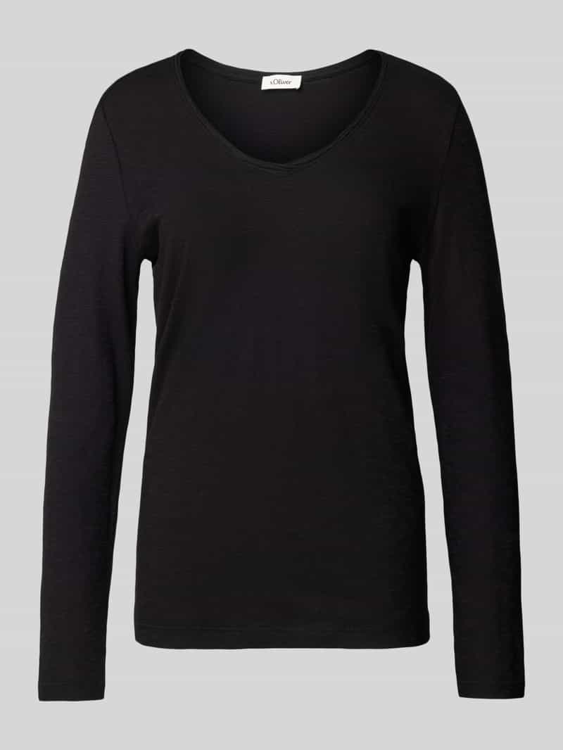 s.Oliver RED LABEL Regular fit shirt met lange mouwen van slubgaren van puur katoen met rolranden bij de hals