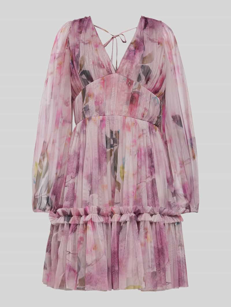 Lace & Beads Knielange cocktailjurk met bloemenmotief