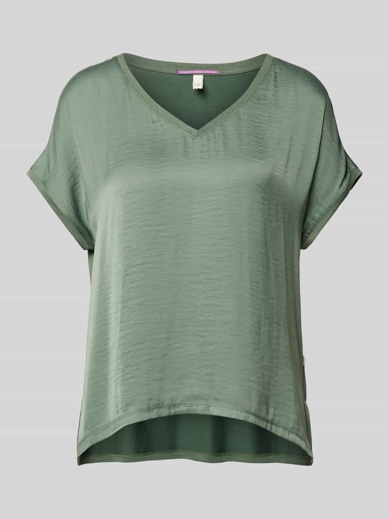 QS T-shirt met afgeronde V-hals