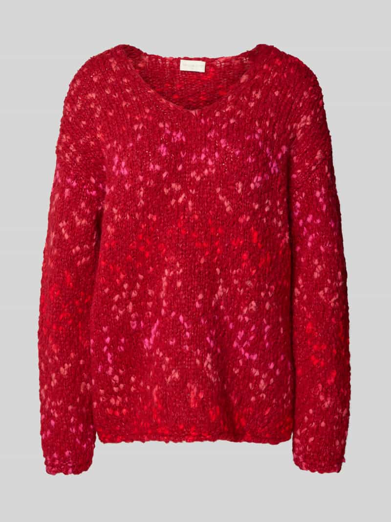 milano italy Gebreide pullover met V-hals en extra brede schouders