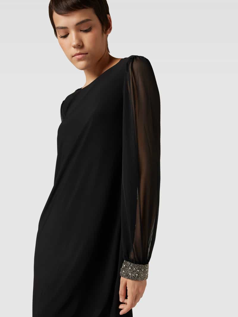 Apricot Mini-jurk met semi-transparante garnering
