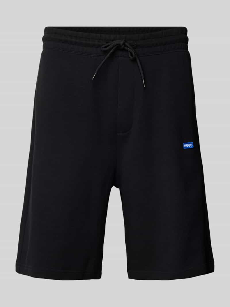 Hugo Blue Regular fit sweatshorts met labelbadge model 'Nasensio'