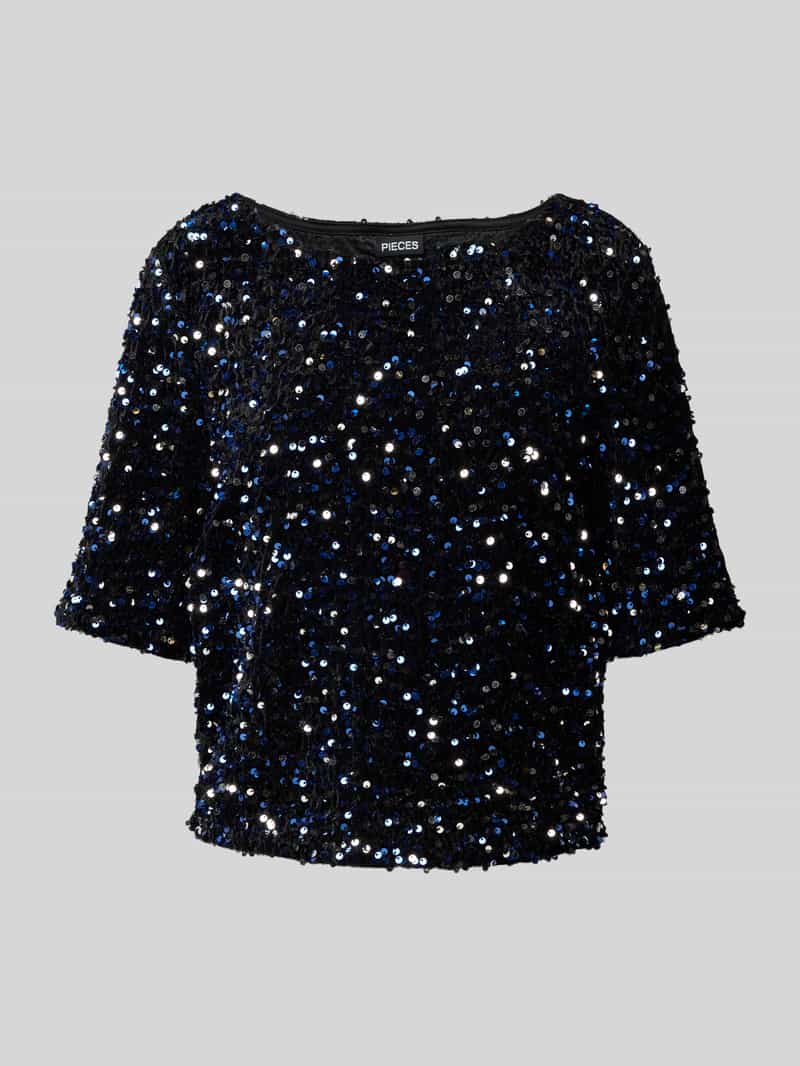 Pieces Regular fit T-shirt met pailletten model 'KAM'