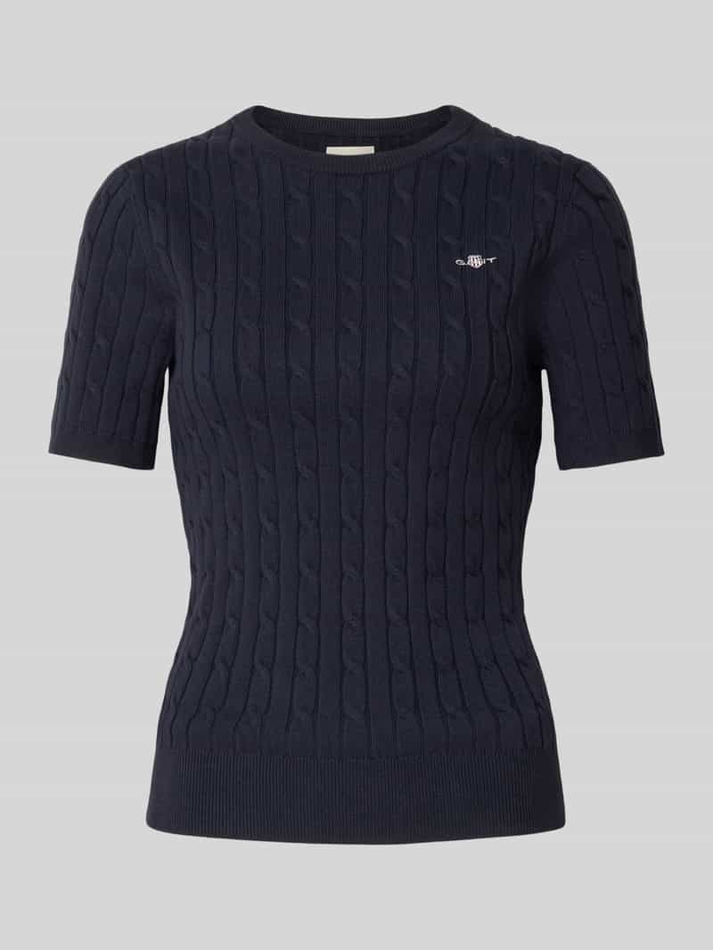 Gant Gebreid shirt met ronde hals en logostitching