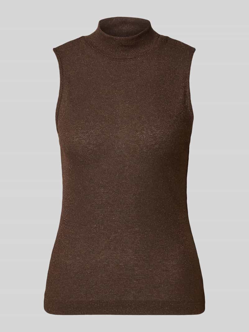 Rich & Royal Glanzende top van viscosemix met opstaande kraag