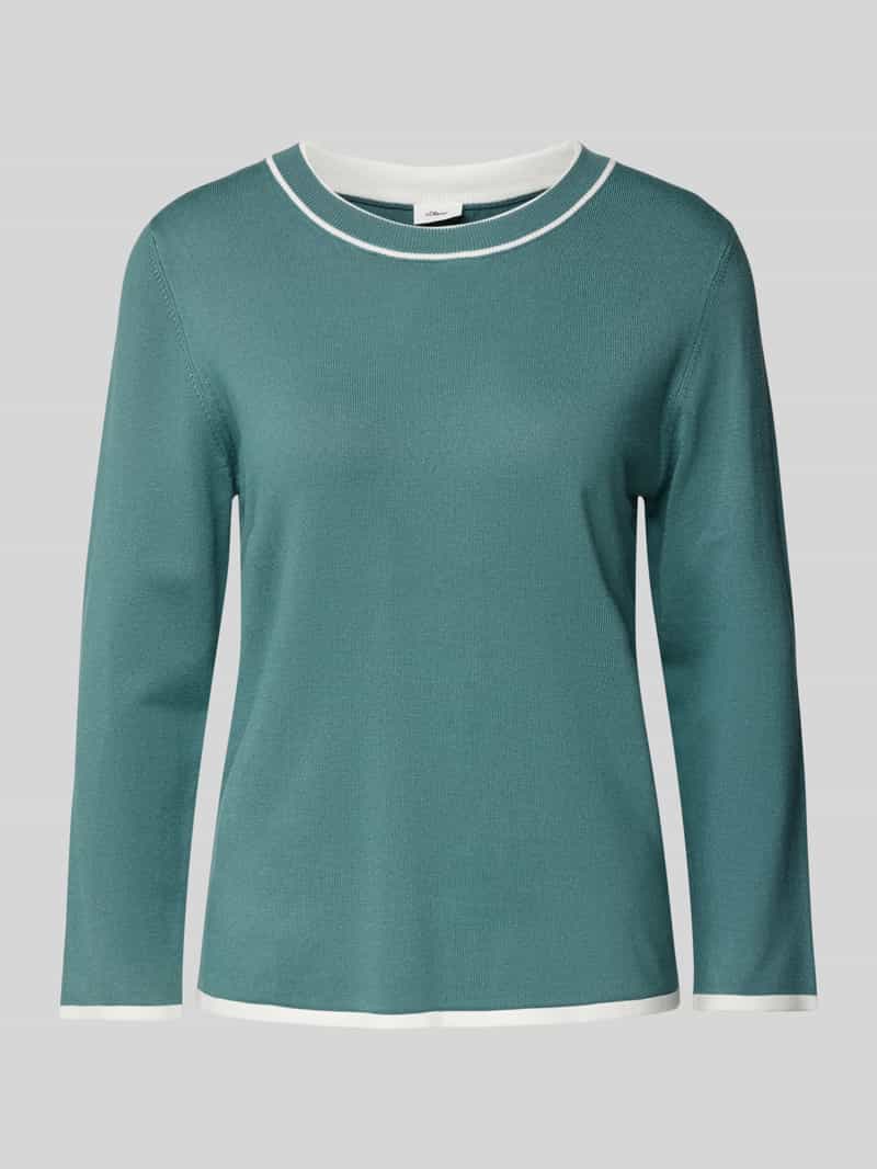 s.Oliver BLACK LABEL Regular fit gebreide pullover met contrastkleurige geribde rand