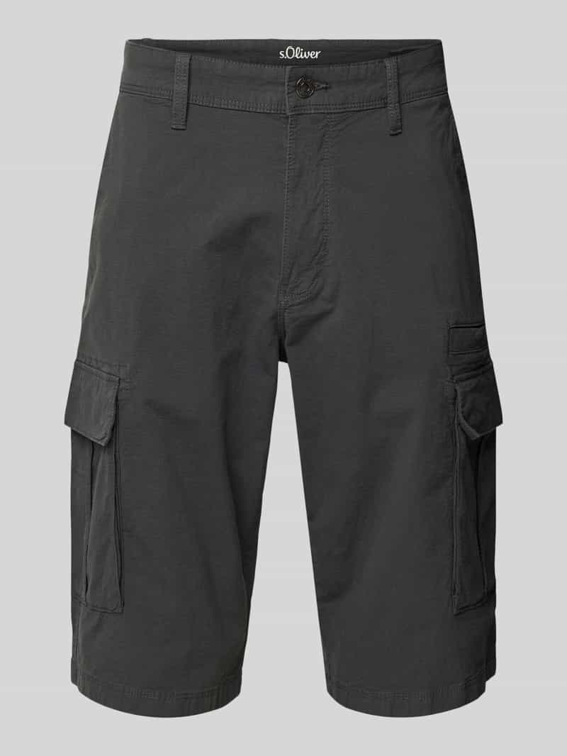 s.Oliver BLACK LABEL Relaxed fit cargobermuda van een mix van katoen en elastaan