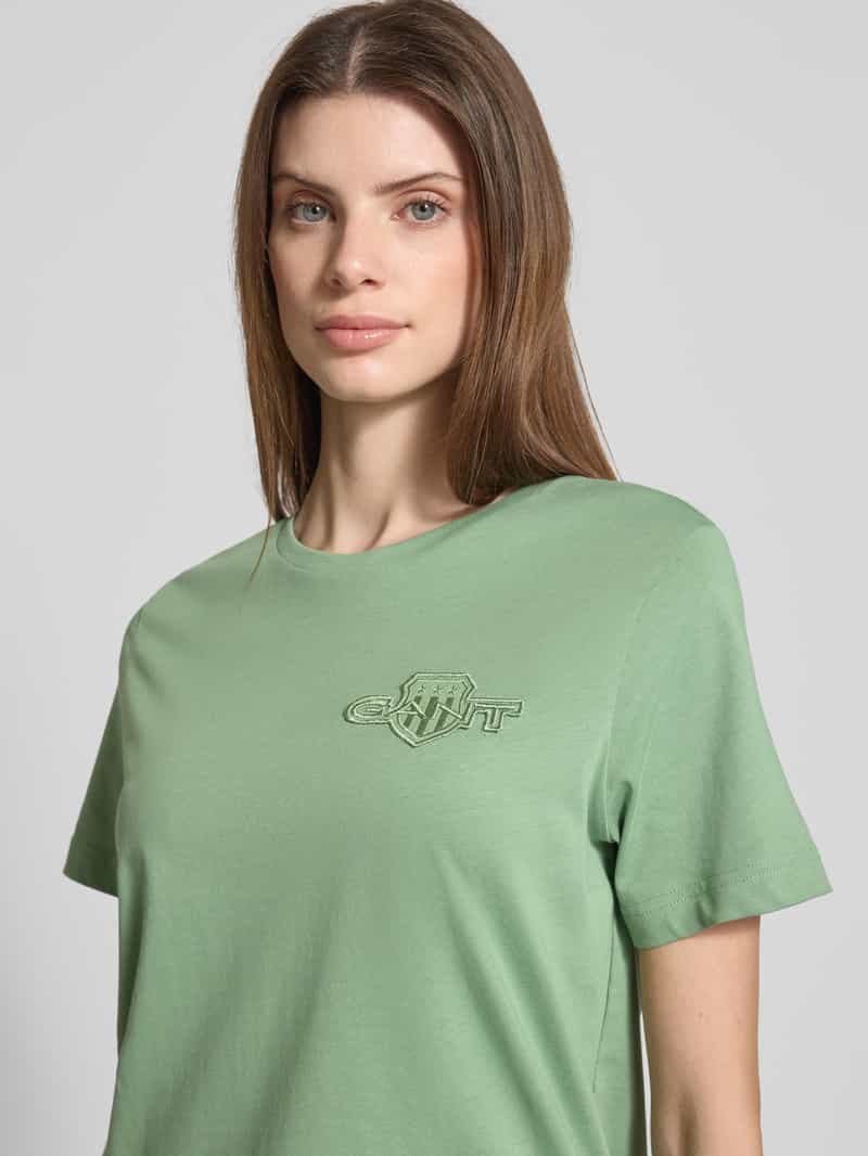 Gant Regular fit T-shirt van puur katoen met logopatch