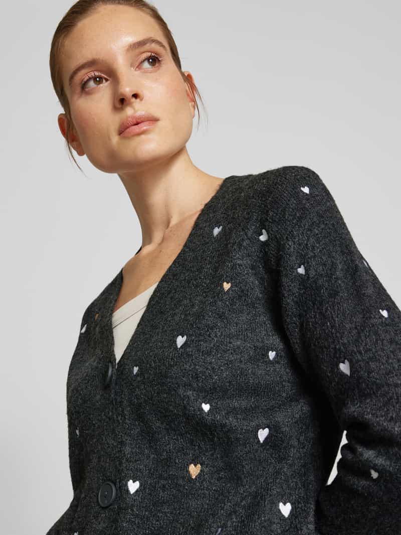 Tom Tailor Denim Comfort fit gebreid jack met geborduurd hart