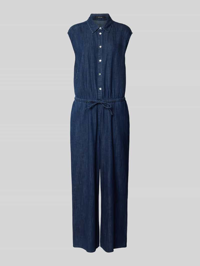 Opus Jumpsuit met kentkraag en knoopsluiting model 'Monny'