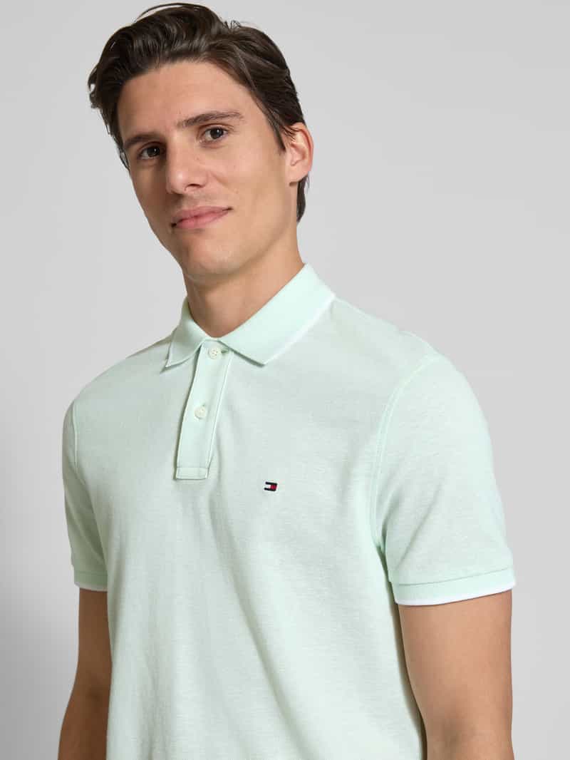 Tommy Hilfiger Regular fit poloshirt van een mix van katoen en linnen