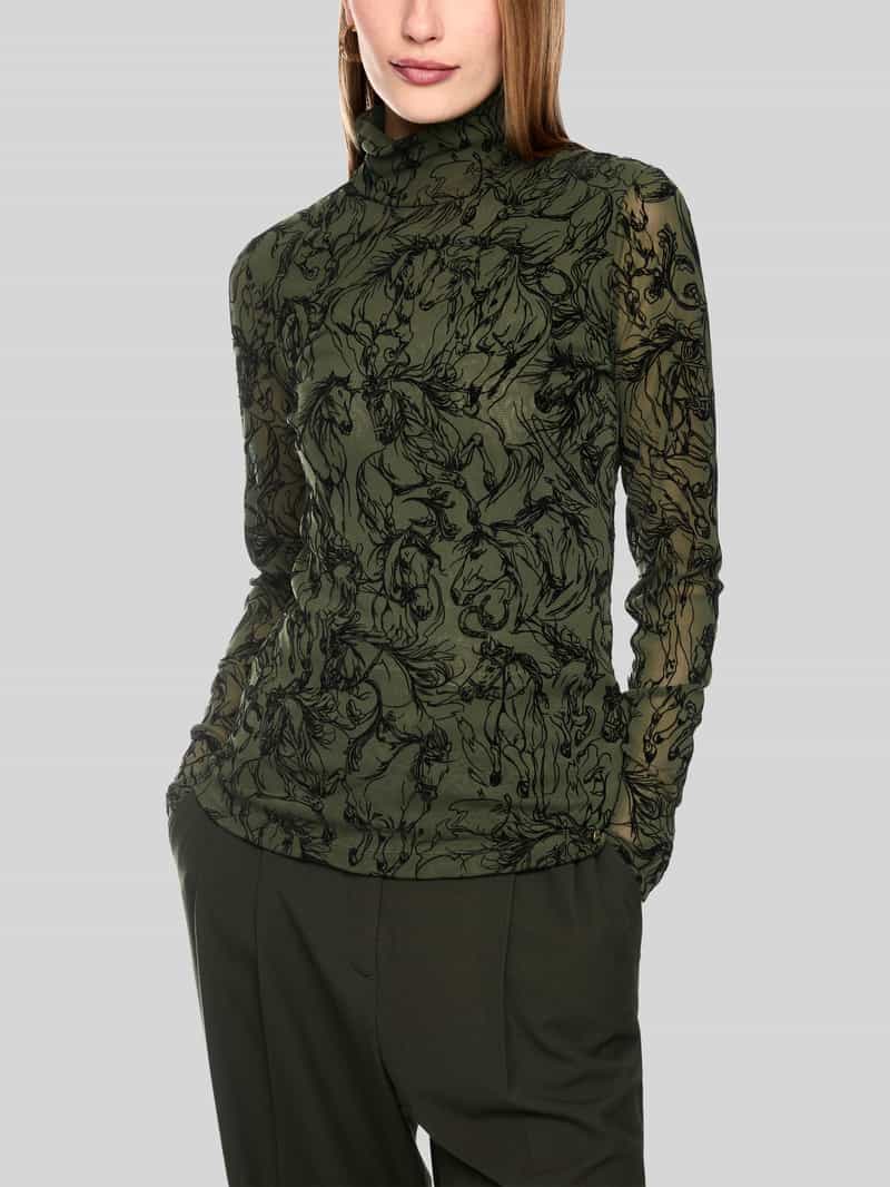 Marc Cain shirt met lange mouwen van mesh