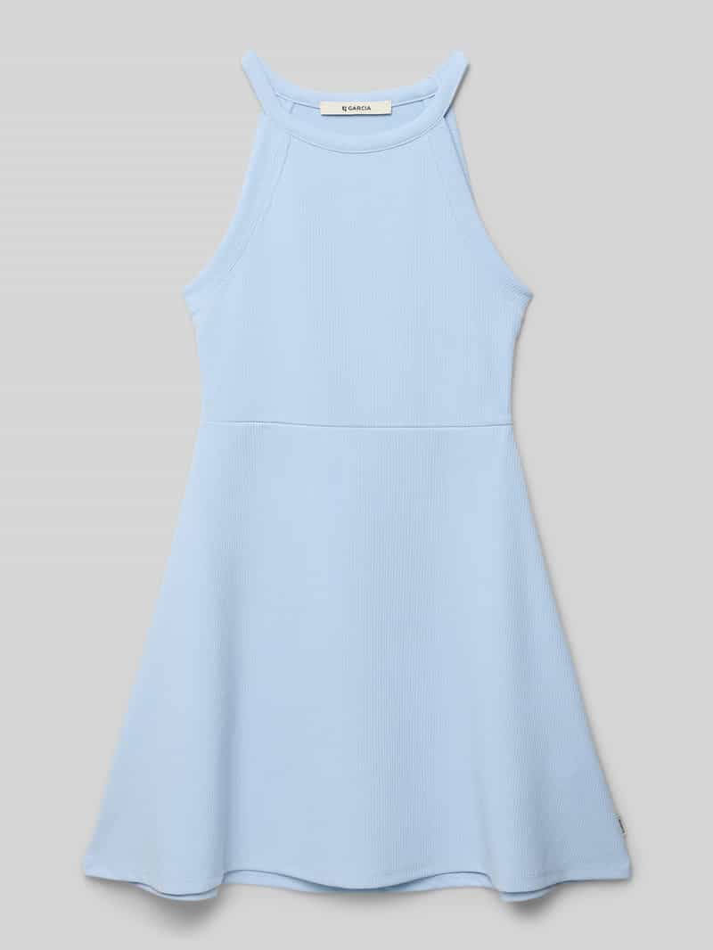 Garcia Knielange jurk met ronde hals en labeldetail