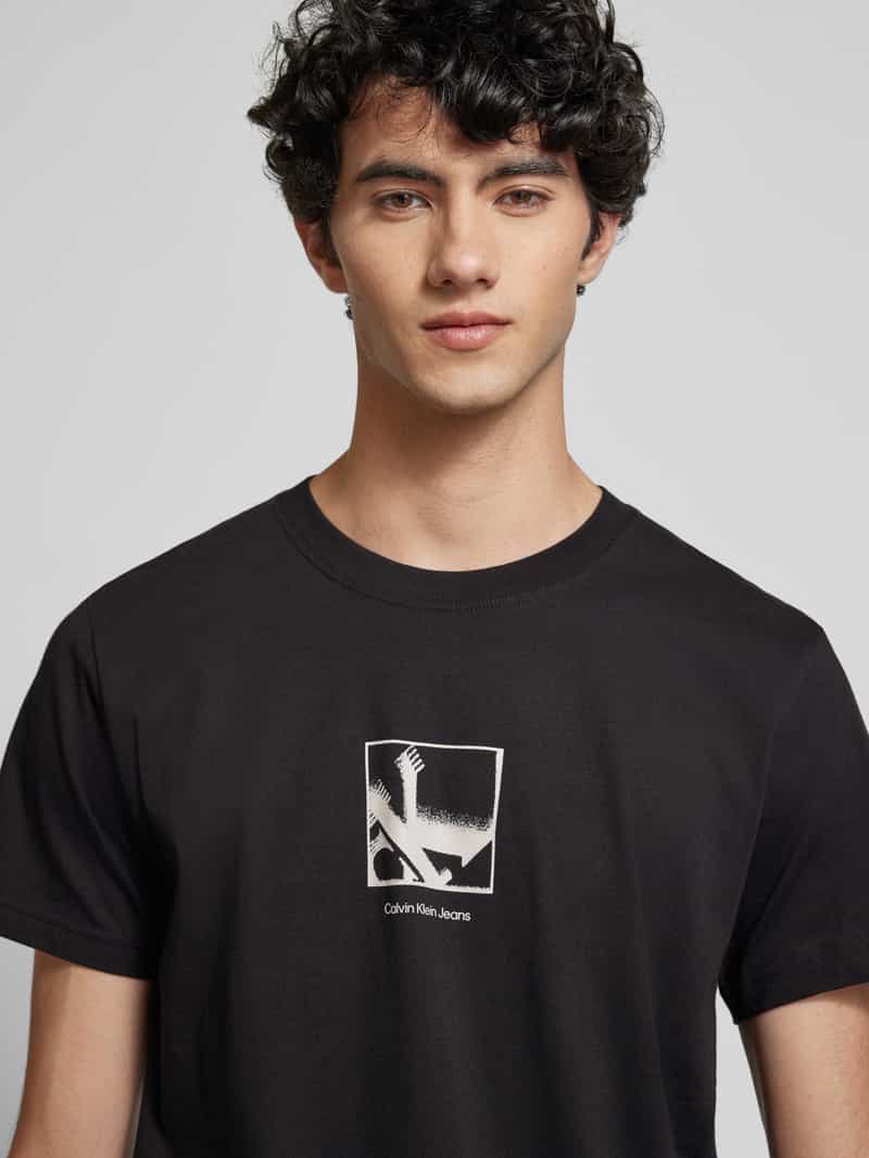 Calvin Klein Jeans T-shirt met labelprint model 'GRID BOX'