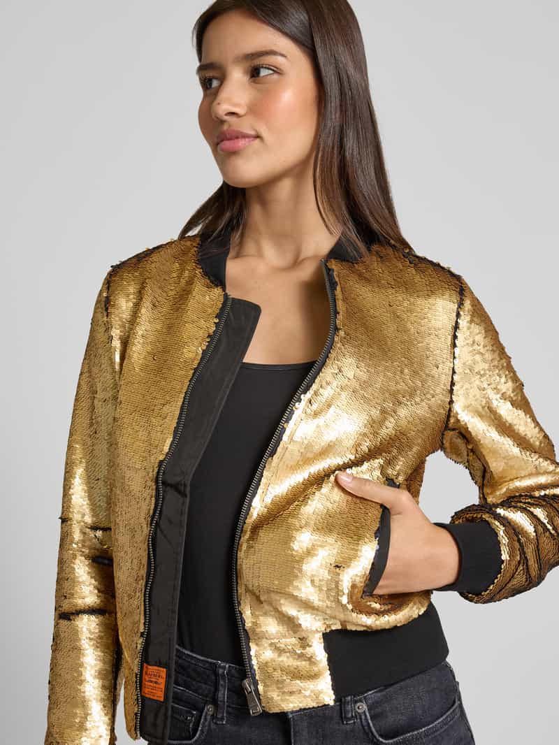 Original Bombers Bomberjack met pailletten en ritssluiting
