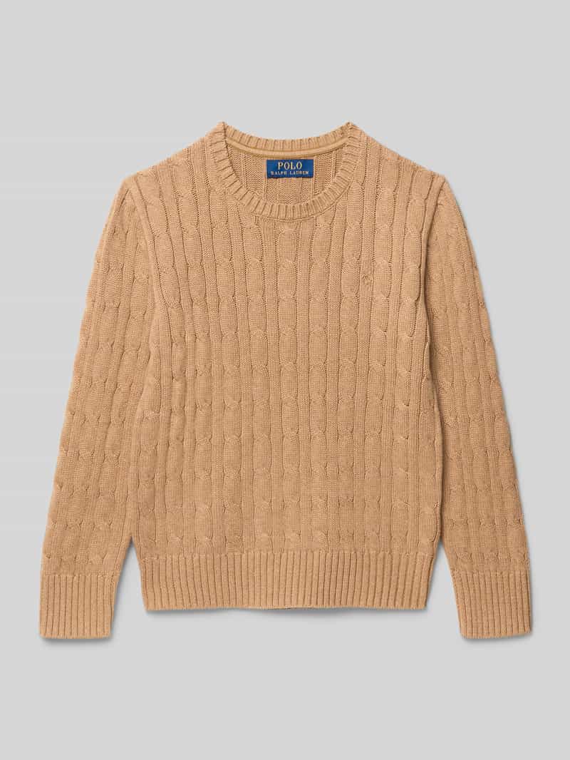 Polo Ralph Lauren Teens Gebreide pullover met kabelpatroon en ronde hals
