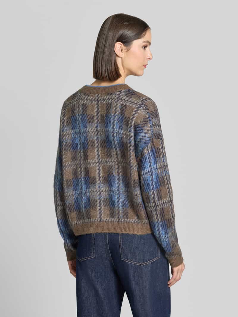Oui Gebreide pullover in all-over look met ronde hals