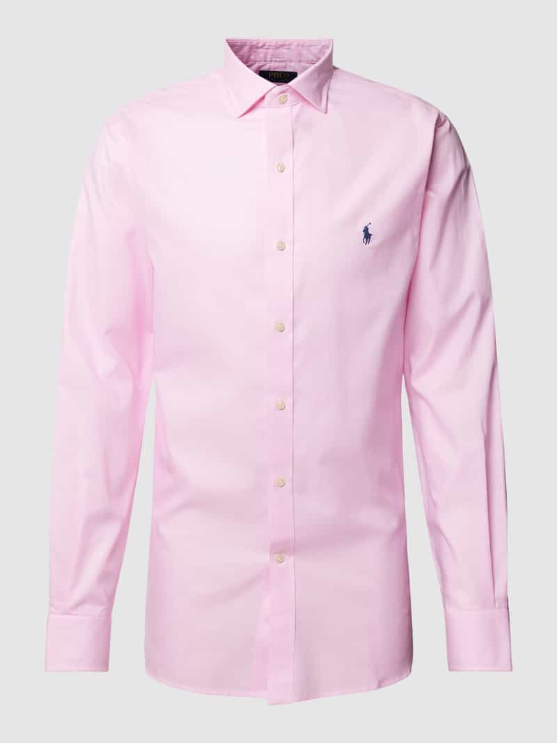 Polo Ralph Lauren Slim fit zakelijk overhemd met kentkraag en labelstitching