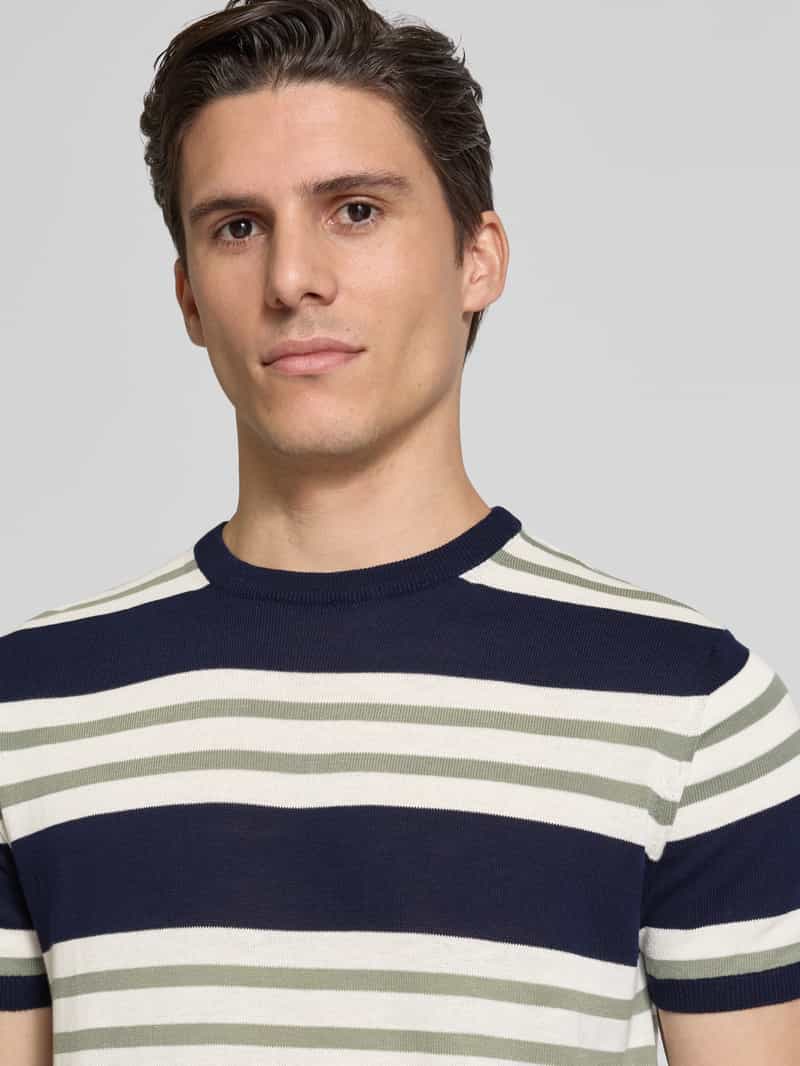 Manuel Ritz T-shirt met geribde ronde hals