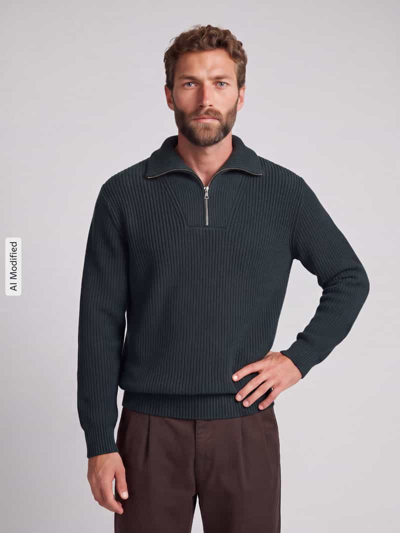 Selected Men Heren Truien & Vesten Slmdry Ls Knit Half Zip - Donkergroen, foto 4