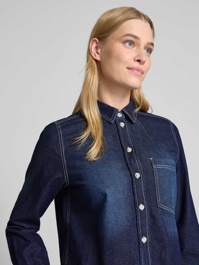 Zero Regular fit jeansblouse met borstzak