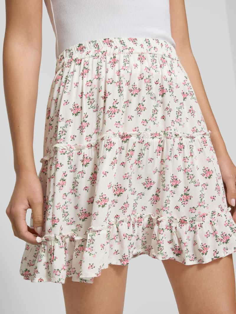 Pieces Uitlopende minirok met all-over motief model 'NYA'