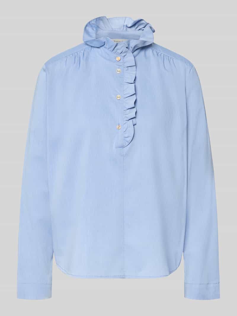 Blouse met ruches en korte knoopsluiting