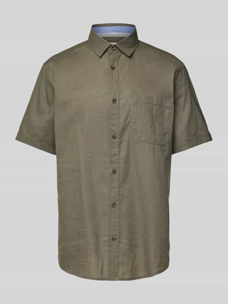 Tom Tailor Regular fit linnen overhemd met korte mouwen