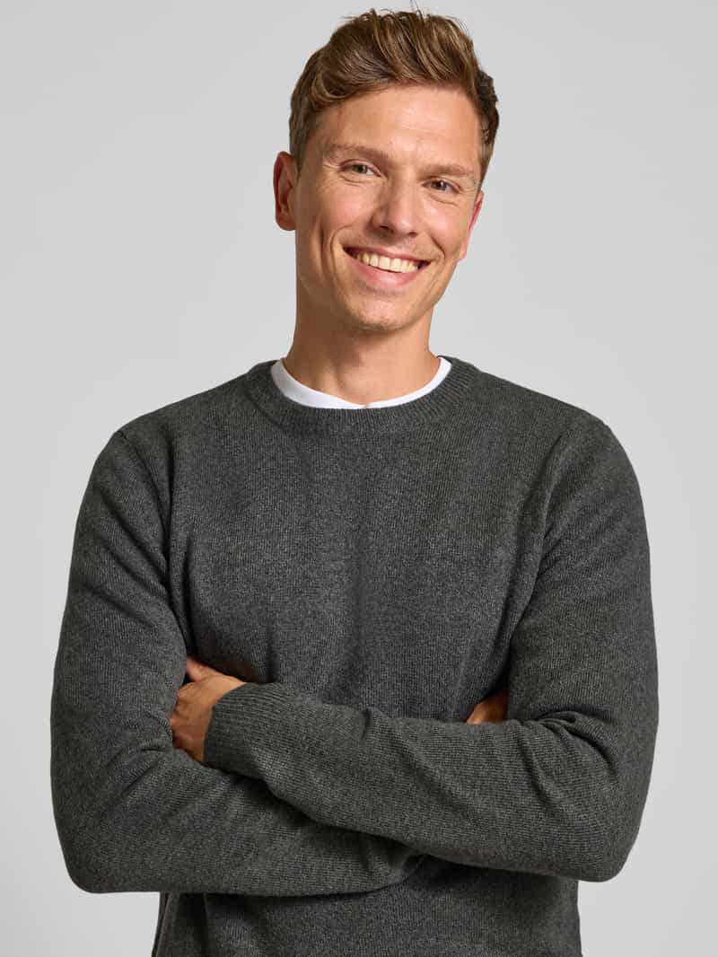 casual friday Regular fit gebreide pullover met ronde hals model 'Heine'