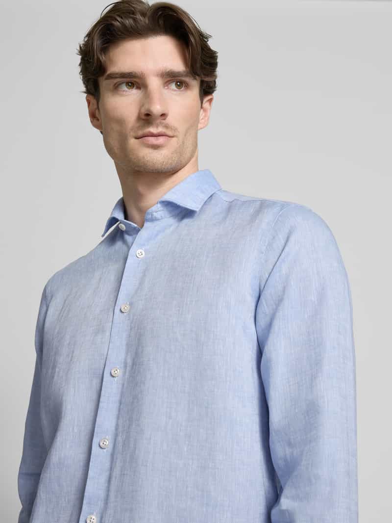 OLYMP SIGNATURE SLIM FIT Slim fit linnen overhemd met kentkraag model 'Sykia'