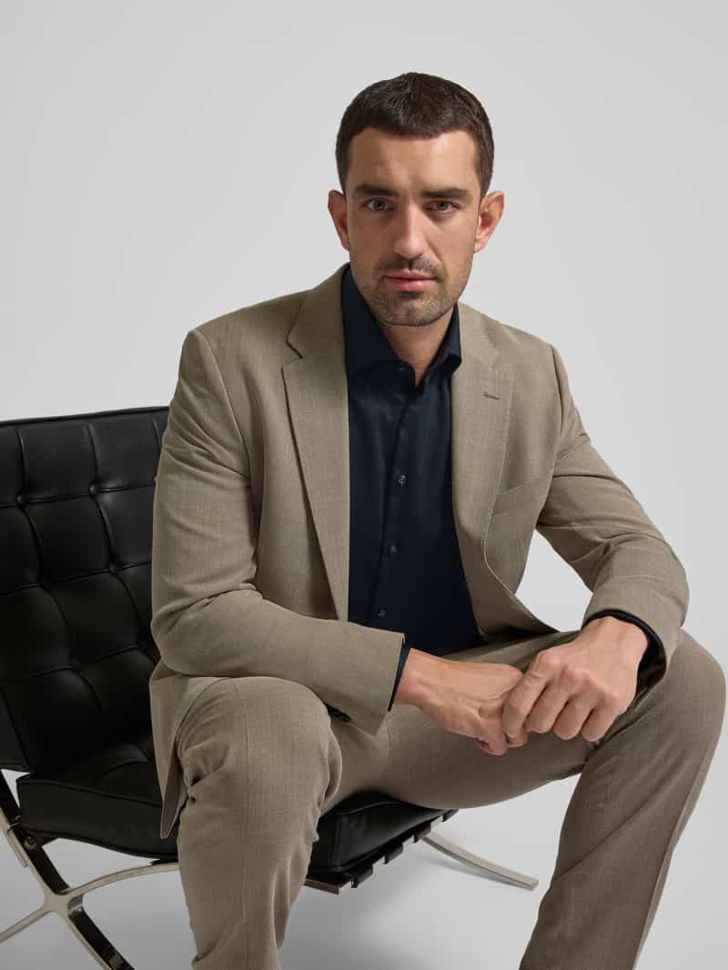seidensticker Slim fit zakelijk overhemd van fijn twill