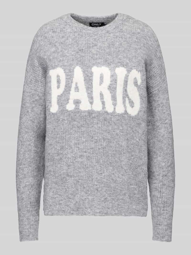 Only relaxed fit pullover met wol model 'JERICO' lichtgrijs gemêleerd