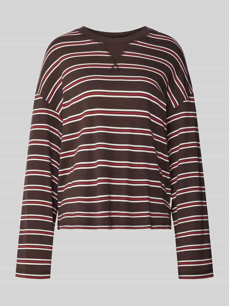 Closed relaxed fit shirt met lange mouwen van katoenmix met streepmotief