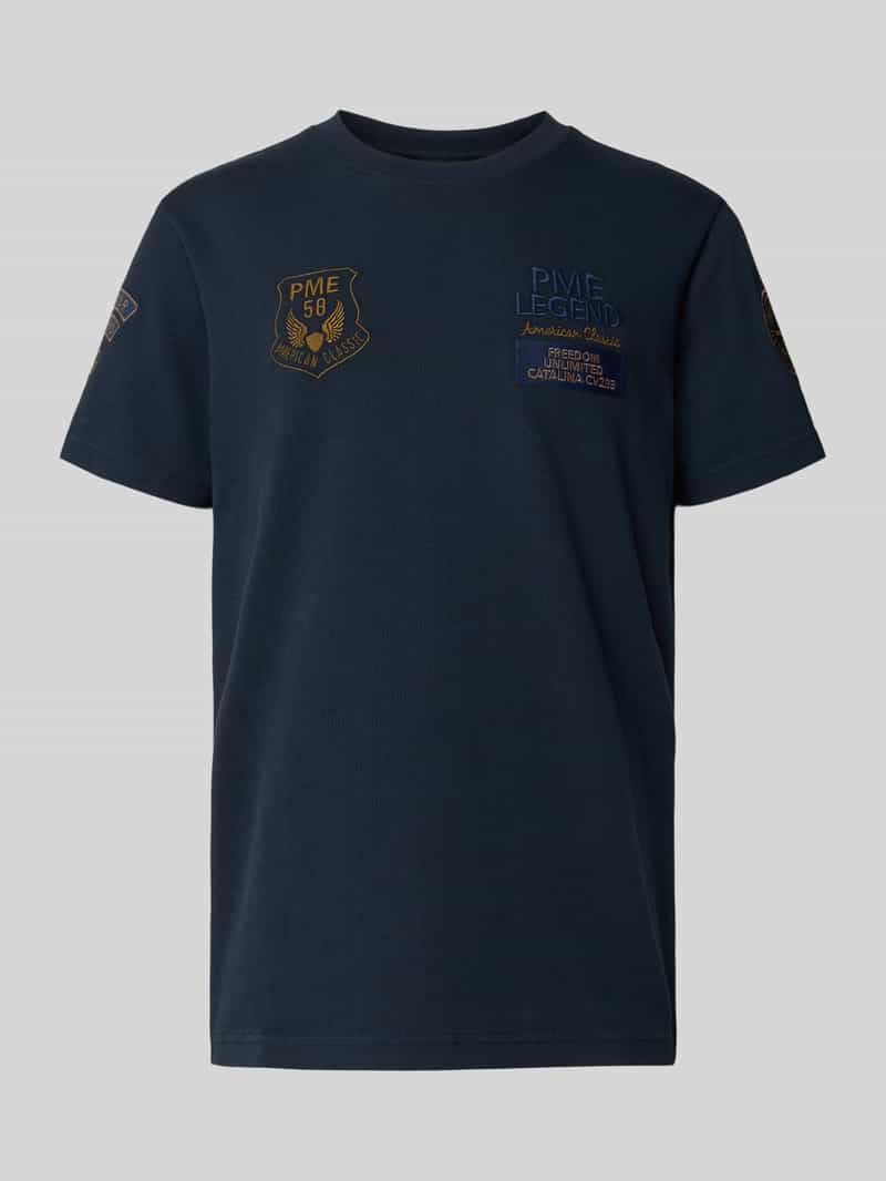 PME Legend T-shirt met logo- en motiefstitchings model 'ON'