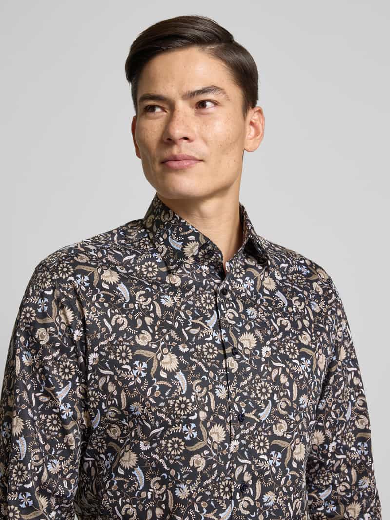 Eterna Regular fit zakelijk overhemd van katoen met kentkraag