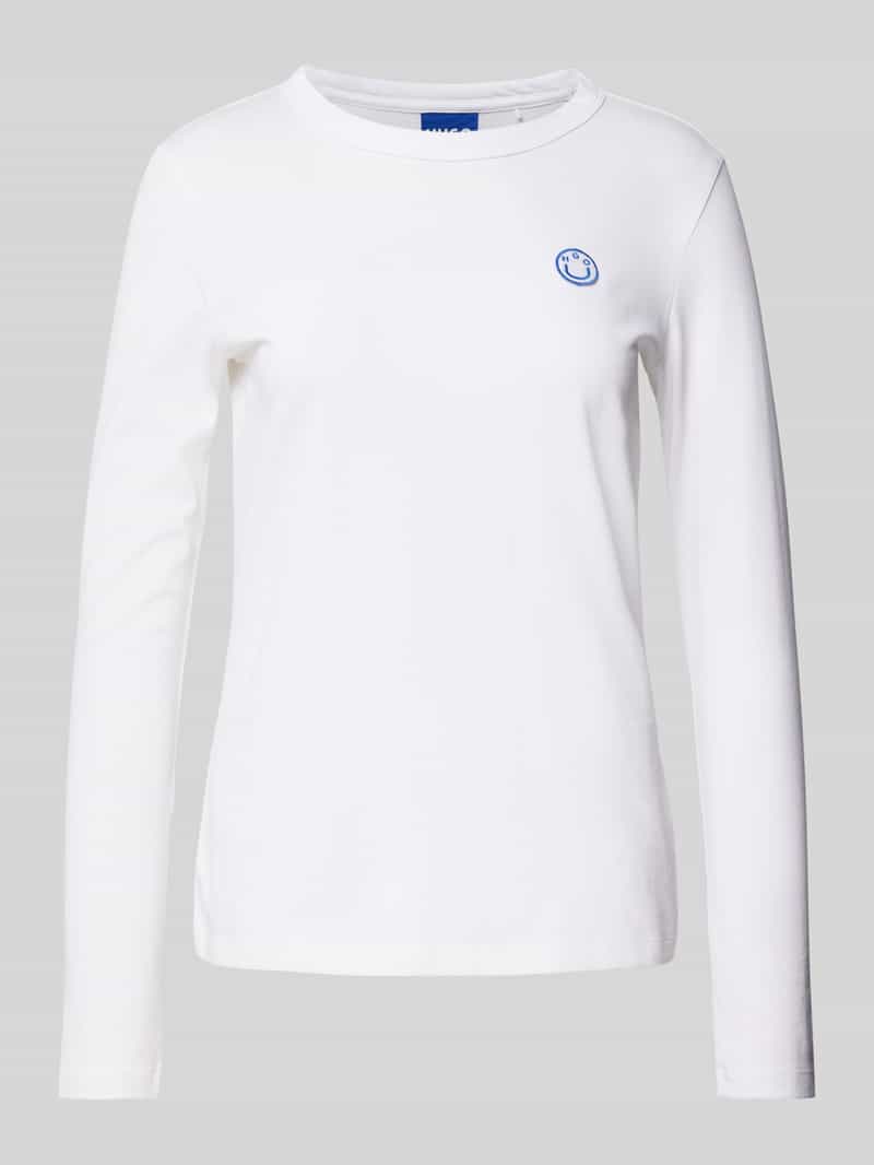Hugo Blue Shirt met lange mouwen en geribde ronde hals model 'Daliria'