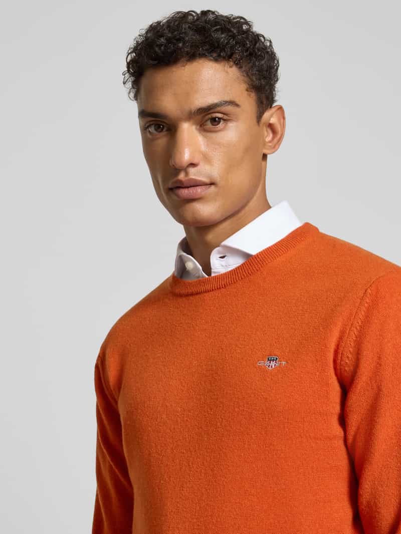 Gant Gebreide pullover van zuivere lamswol met ribboorden