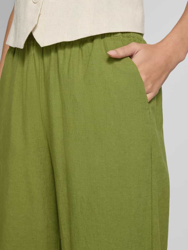 Soyaconcept Straight leg linnen broek met tunnelkoord model 'Ina'
